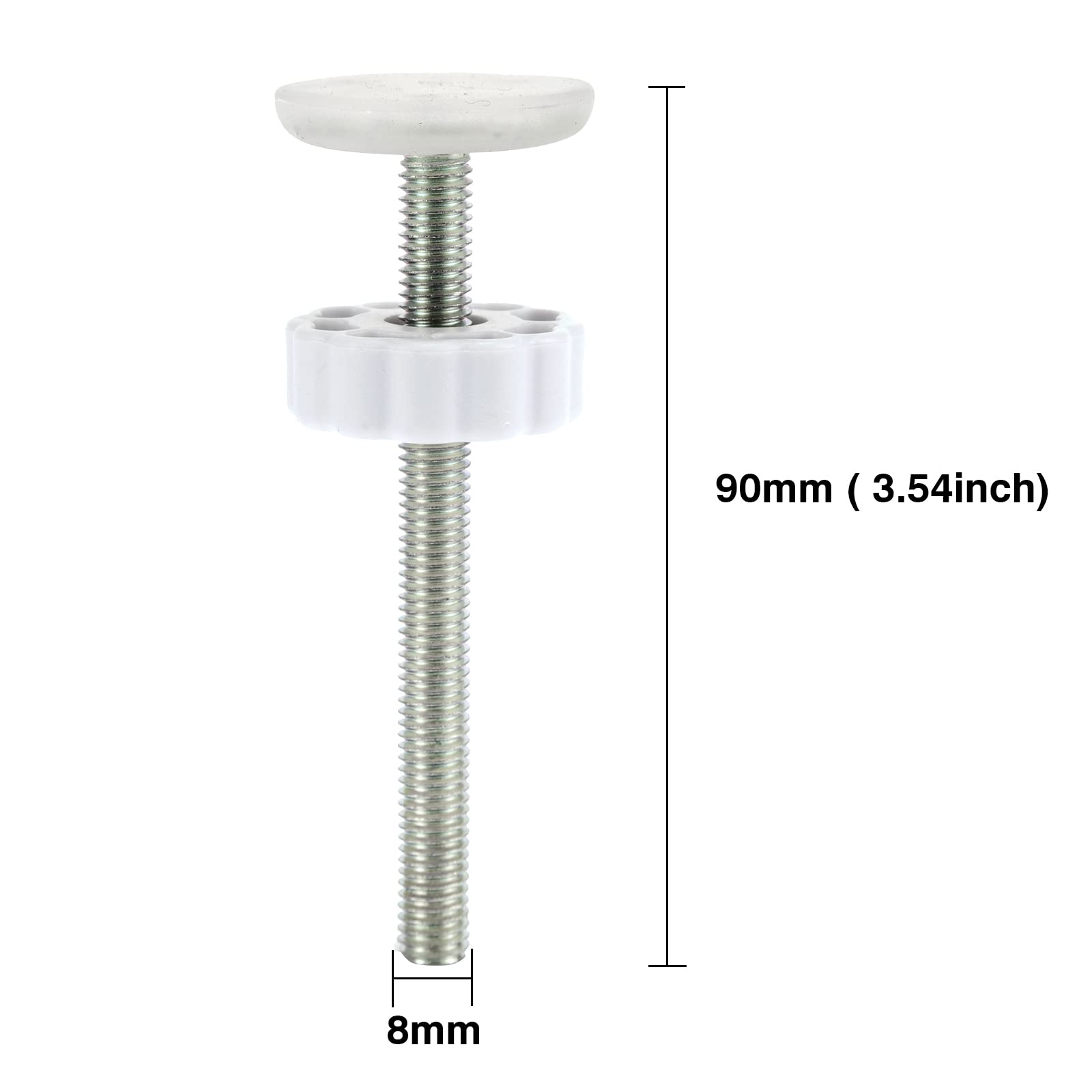 Pet Gates Spindle Rods 8mm(M8) - Replacement Parts Threaded Screw Bolts Hardware Kit Wall Protector for Baby Pressure Mounted Safety Door & Pet Stair Gates (White, M8 9CMLong)