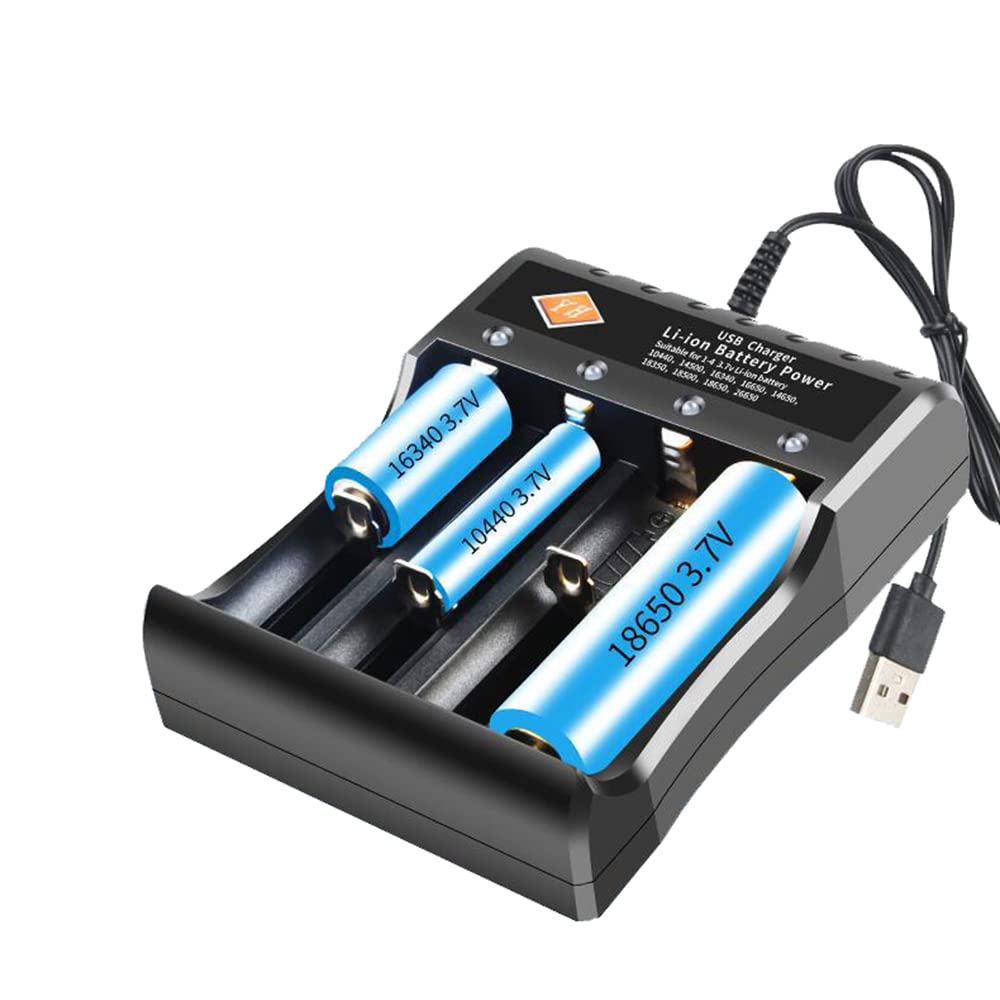 Universal Battery Charger, Fast Charging Function with LED Display, 4-slot Smart Battery Charger for 18650 16340 14500 18350 Rechargeable Batteries