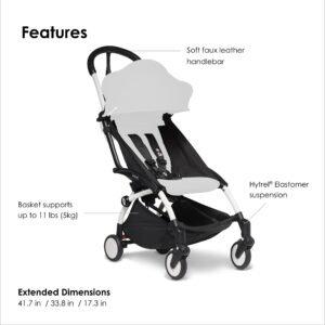 BABYZEN YOYO2 Stroller Frame, White - Includes 5-Point Harness, Multi-Position Reclining Backrest, Canopy Extensions, Padded Shoulder Strap & Protective Storage Bag