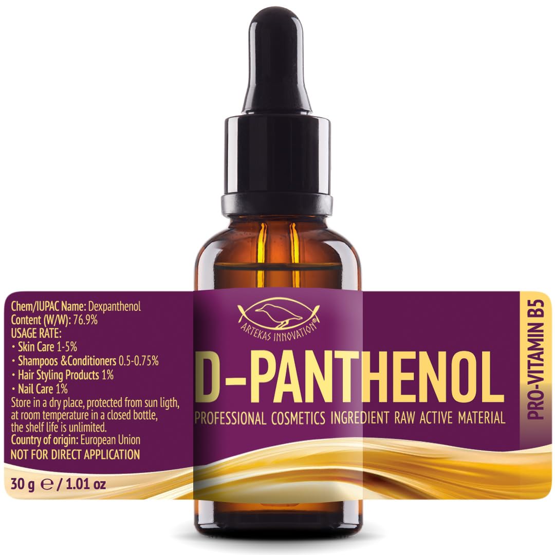 Artekas Innovation D-PANTHENOL - Oil - Cosmetic Grade - 76.9% Concentration - for Homemade Skin, Hair and Nail Products - 1 Oz