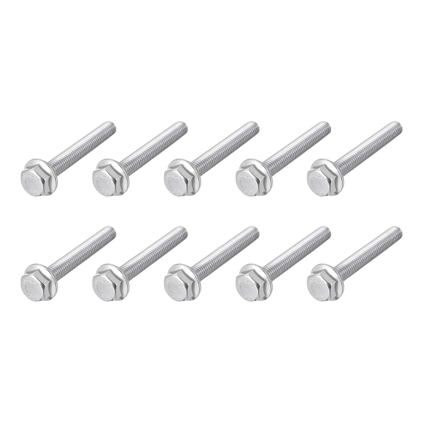 METALLIXITY Flange Hex Head Bolts (M8x55mm) 10pcs, Hexagon Bolt Fully Thread Screw - for House Construction Hardware Fasteners