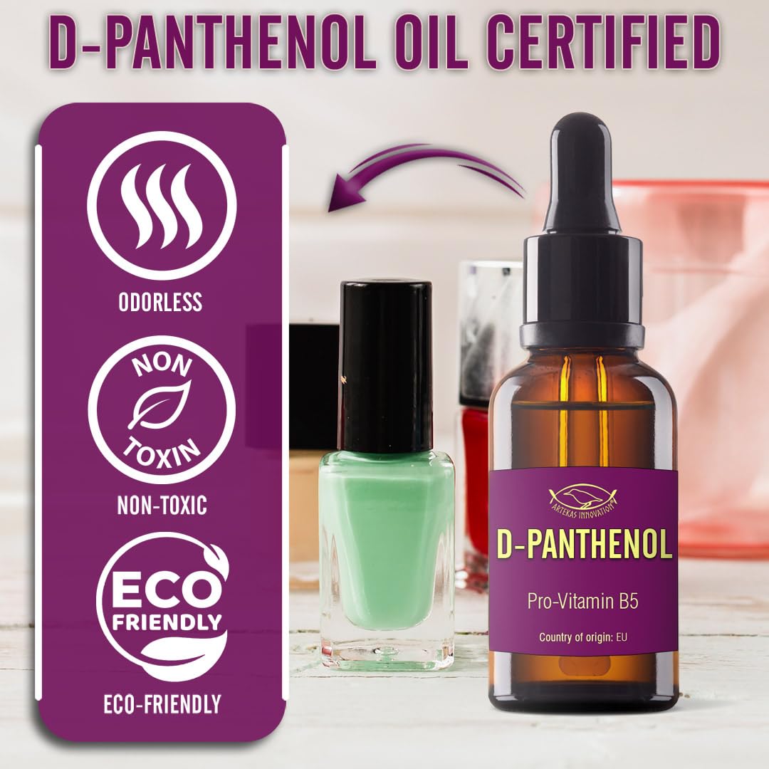 Artekas Innovation D-PANTHENOL - Oil - Cosmetic Grade - 76.9% Concentration - for Homemade Skin, Hair and Nail Products - 1 Oz