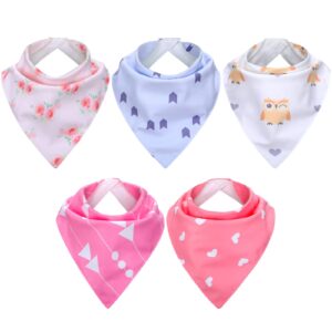 5 pack adult drool bandana bibs soft large absorbent bibs for special needs waterproof, kids, men women (cute pattern)