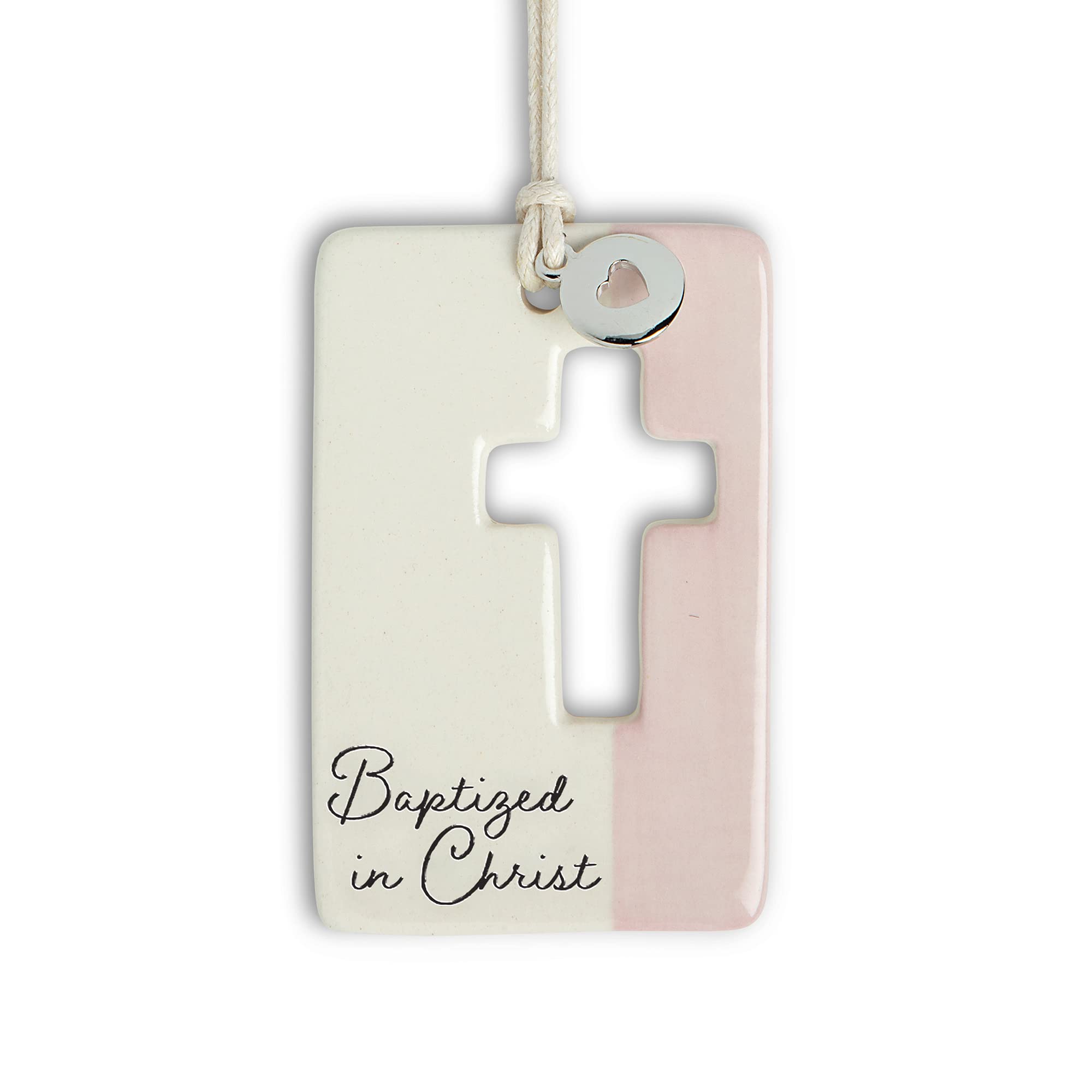 DEMDACO Baptism Pink and White 2.75 Inch Ceramic Boxed Collectible Keepsake Token