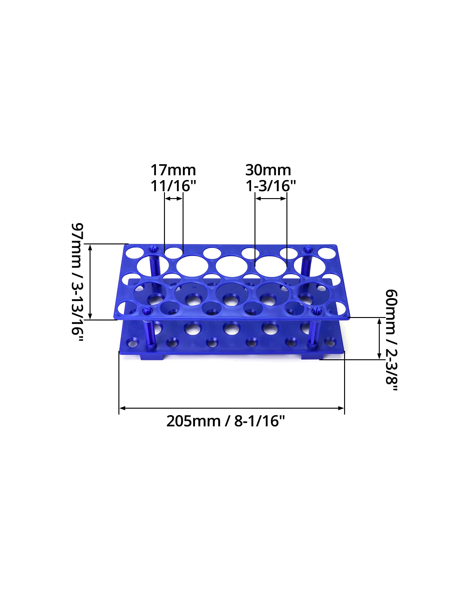 QWORK Plastic Test Tube Rack, 4 Pack Centrifuge Tube Rack Laboratory Holder for 10ml / 15ml / 50ml, 2 Blue and 2 Orange