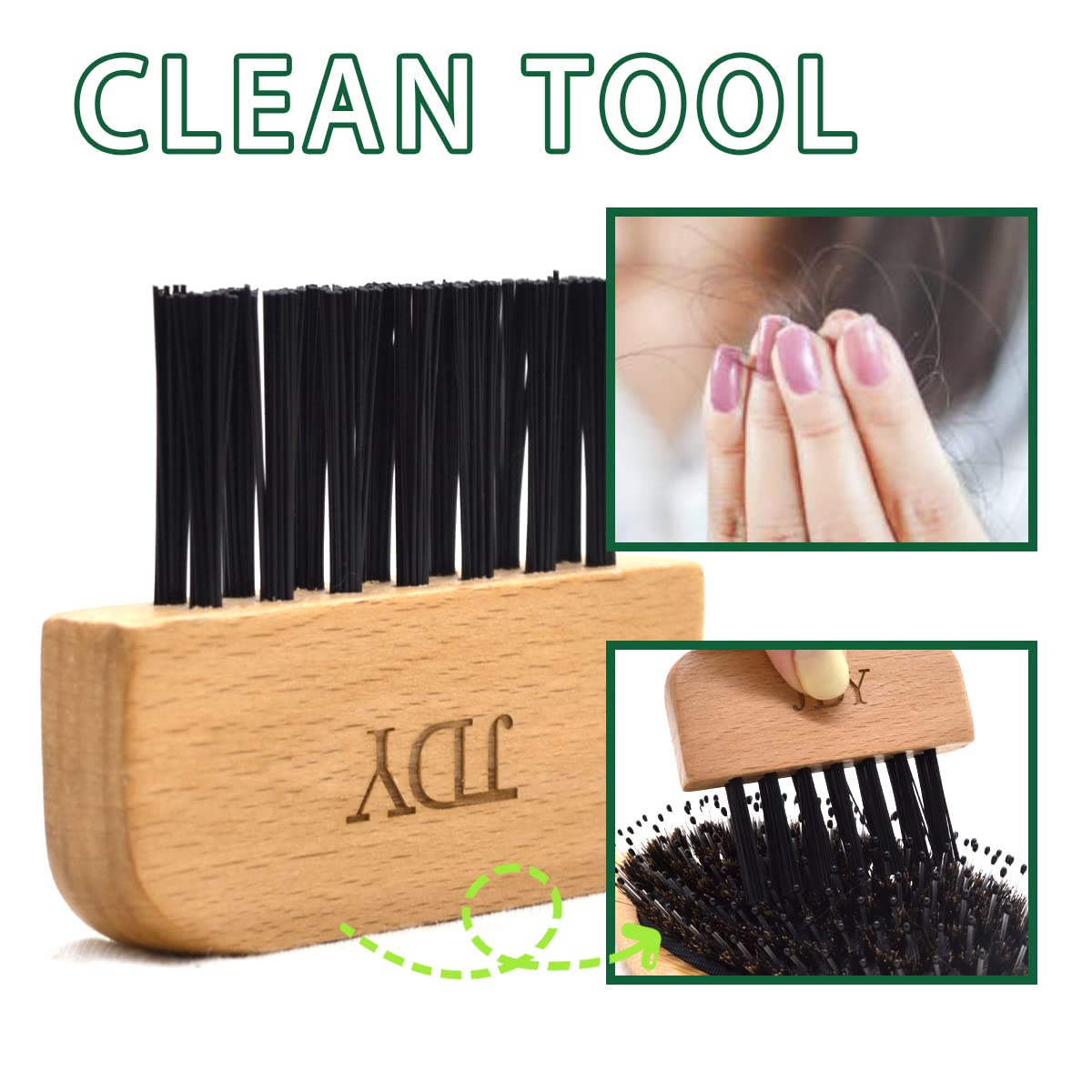 JDY Brush Boar Bristle Hair Brushes Bamboo Hair Brush Set for Women Men and Kids with Short Long Curly Wavy Thick Hair Smoothing Frizzy Hair Restore Hair Shine