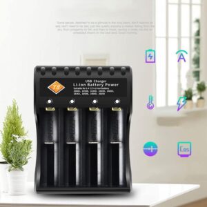 Universal Battery Charger, Fast Charging Function with LED Display, 4-slot Smart Battery Charger for 18650 16340 14500 18350 Rechargeable Batteries