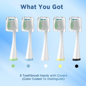 Replacement Toothbrush Heads for Waterpik Complete Care 5.0/9.0 (CC-01/WP-861), with Covers, 5 Count, White