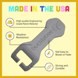 Bucklebee Easy Car Seat Buckle Release Aid for Children Unbuckle Car Seat Release Tool - Car Seat Button Pusher - Car Seat Opener for Nails - Car Seat Buckle Release Tool (Gray and Yellow)