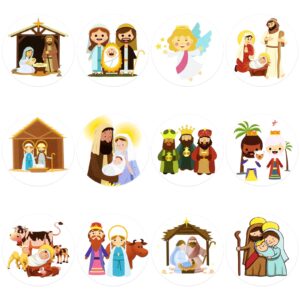 480 pieces religious christmas candy favor stickers religious stickers christian prayer faith stickers christmas stickers for cards, 1.5 inch diameter (cute style)