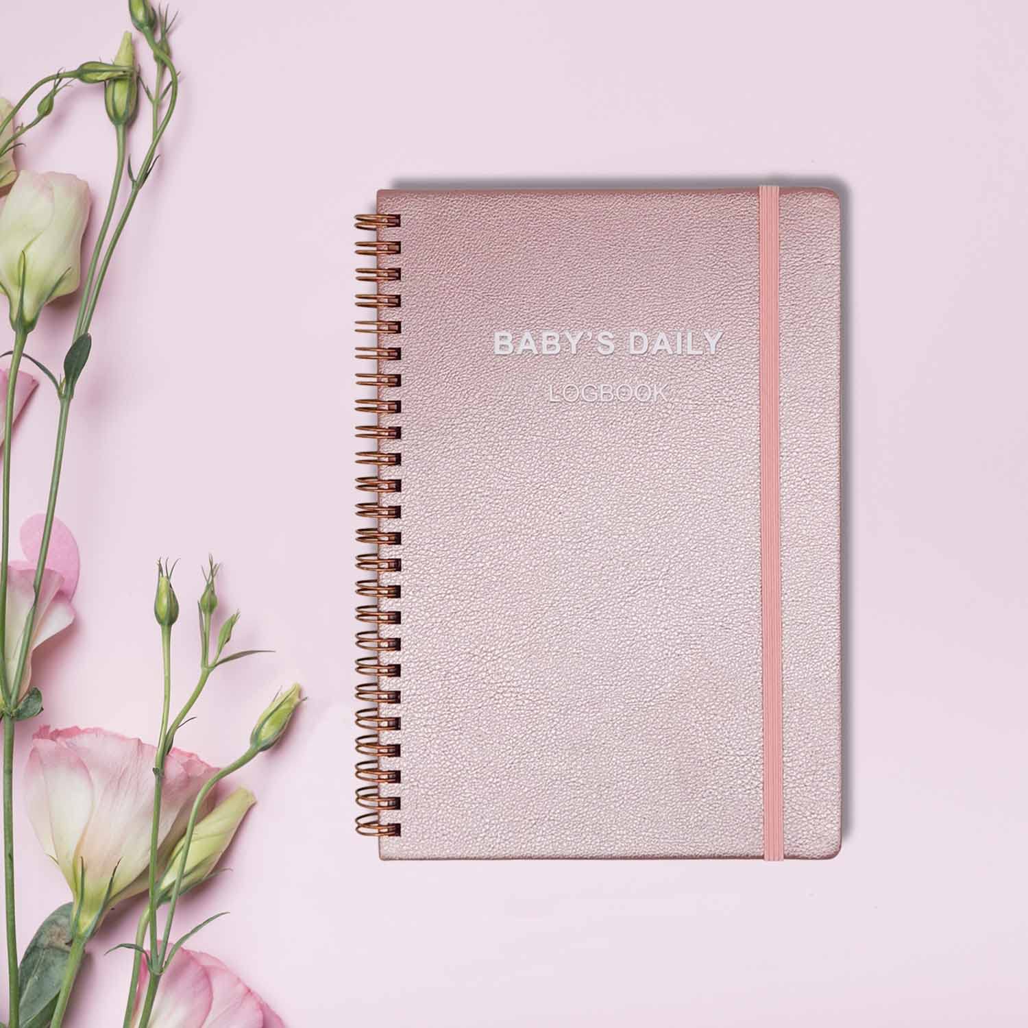 Baby's Daily Log Book - Baby Planner for Newborn with 152 Pages for Feed, Sleeping, Diaper, Awake Time to Track Baby's Schedule - Rose PU Cover