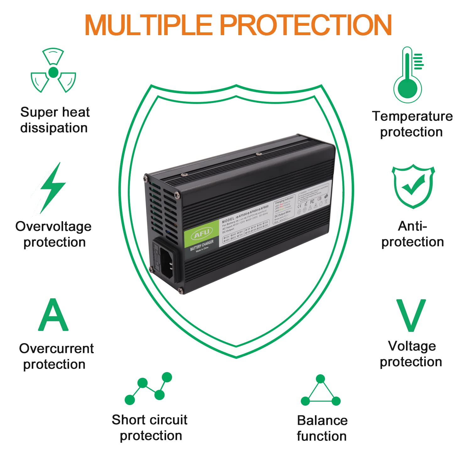 75.6V 6A Li-ion Battery Charger Automatic Battery Charger for 18S 66.6V Li-ion Battery with XT60 Male Connector