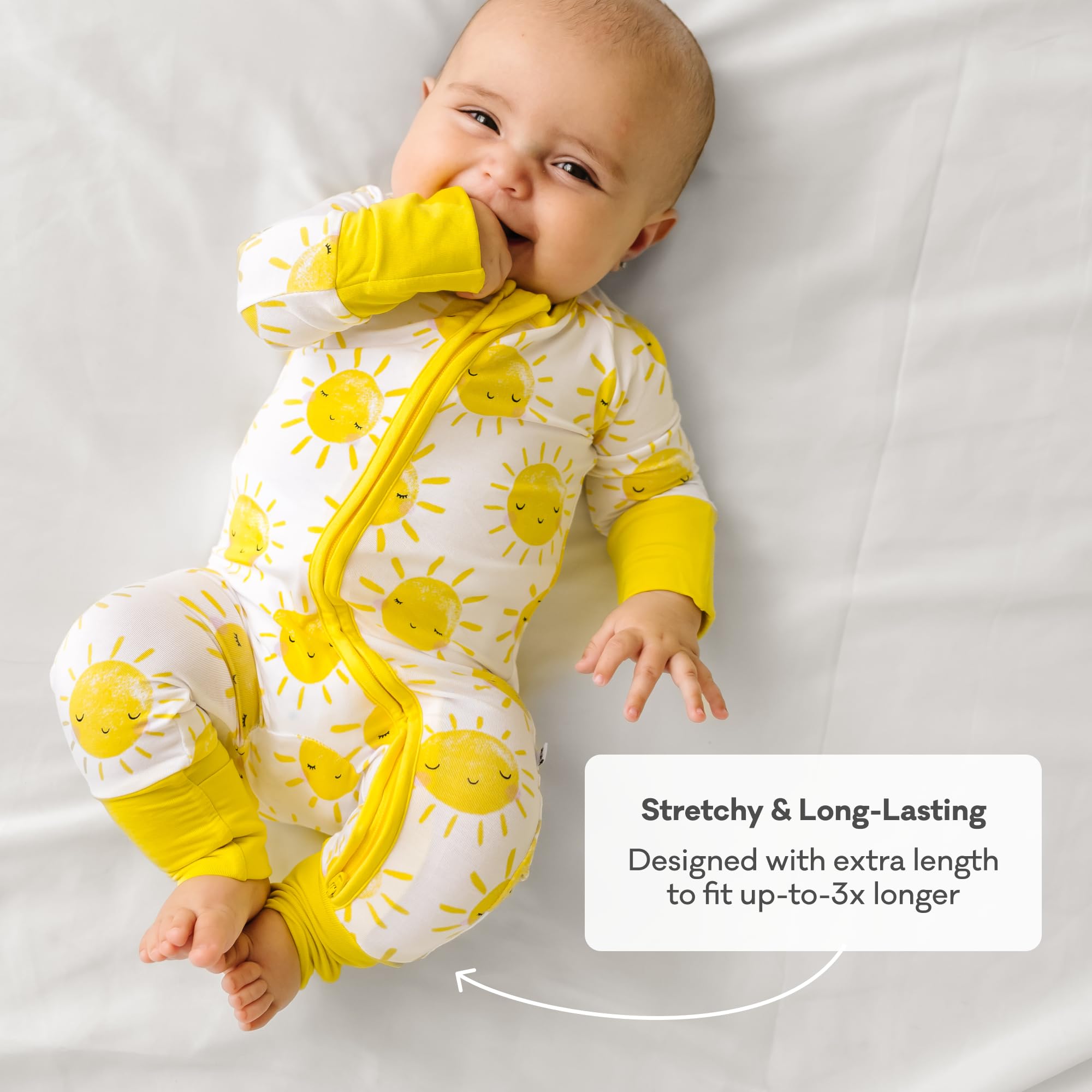 Little Sleepies Zippy Baby & Toddler Pajamas - Bamboo Viscose Sleeper for Boys and Girls, Newborn Sleeper w/ 2-Way Zipper w/Mitten Cuffs, Made From Viscose from Bamboo, Sunshine, 6-12M