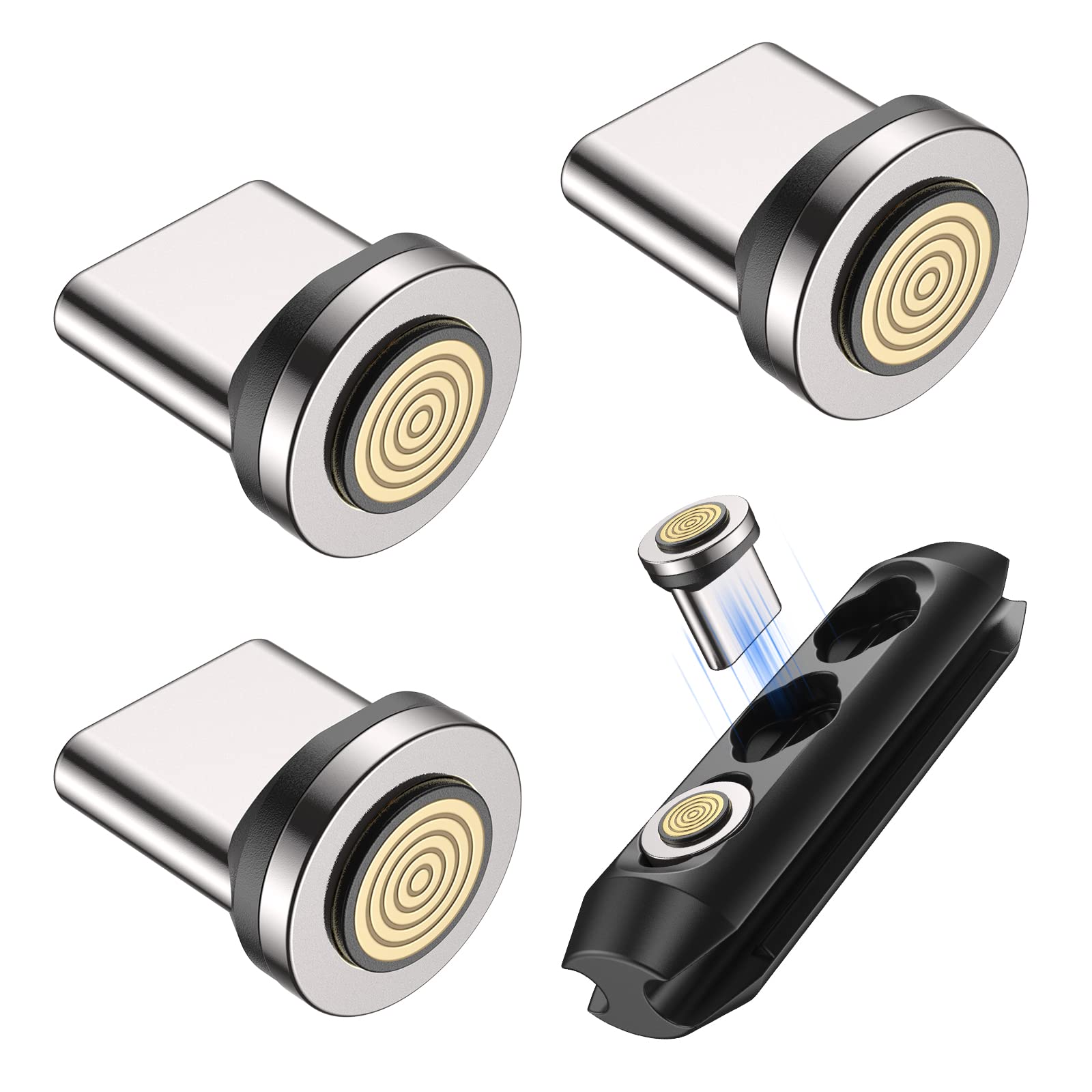 A.S 9Pin Type C Quick Charge Magnetic Adapter [3pcs], Magnetic Plug Replacement Phone Dust Cover Connector for PD60W Magnetic USB Charging Cable (Type C)