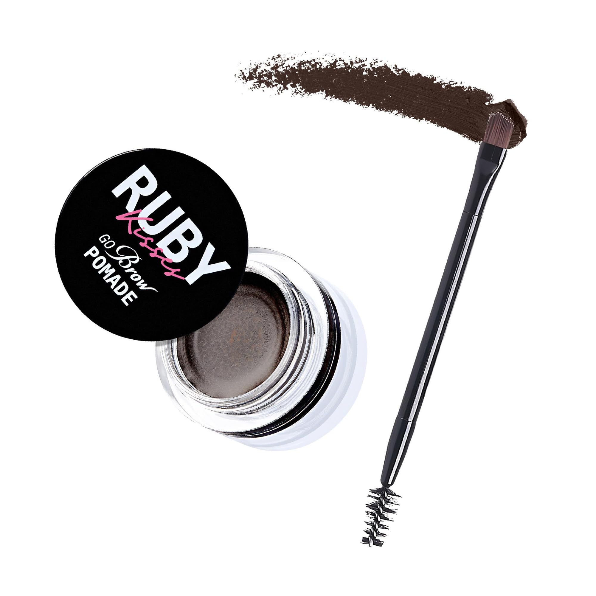 Ruby Kisses Go Brow Pomade for Water-resistant Long-lasting Smudge-proof Eyebrows (Dark Brown)