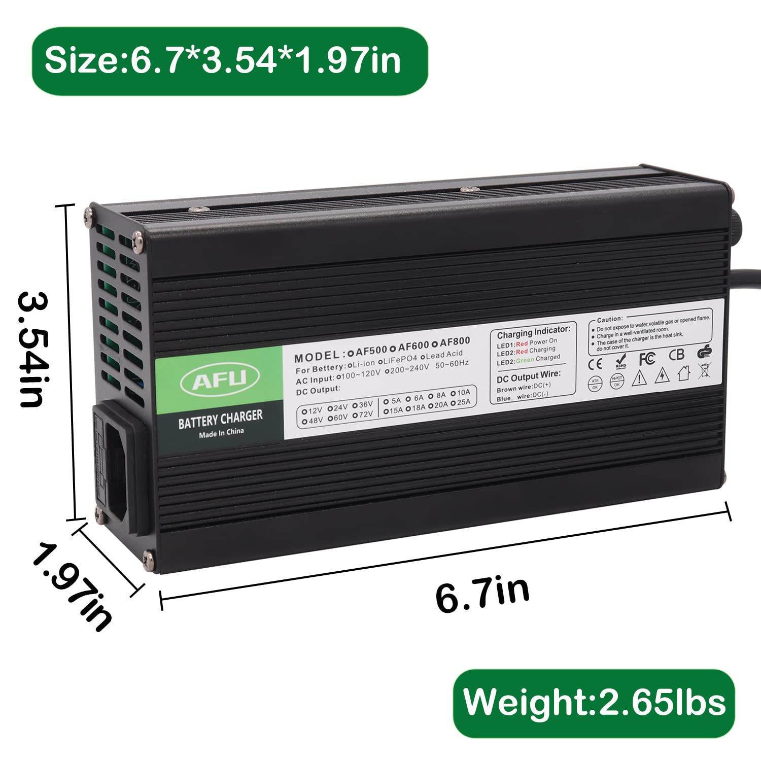 75.6V 6A Li-ion Battery Charger Automatic Battery Charger for 18S 66.6V Li-ion Battery with XT60 Male Connector