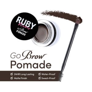 Ruby Kisses Go Brow Pomade for Water-resistant Long-lasting Smudge-proof Eyebrows (Dark Brown)