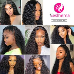 ghotool 250% Density 30 Inch 13x6 HD Transparent Lace Front Human Hair Wigs For Women Mongolian Deep Curly Lace Front Wig Human Hair Pre Plucked Deep Wave Frontal wig (30 Inch, 13x6 Lace Front Wigs)