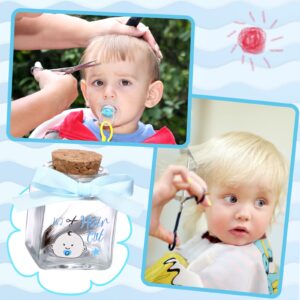 Eaasty 2 Pieces Baby Keepsake Box Glass Baby Tooth Box Baby Memory Box First Curl Baby Teeth Keepsake Box First Haircut Keepsake Holder for Boys and Girls (Blue, Boy Style)