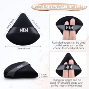 MEM Triangle Powder Puff - 8 Pcs Soft Velour Makeup Puffs for Face Powder Loose Powder Application, Wet and Dry Use, Sponge Beauty Makeup Tools, Skin-Friendly, with Satin Ribbon for Easy Handling