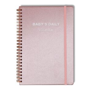 baby's daily log book - baby planner for newborn with 152 pages for feed, sleeping, diaper, awake time to track baby's schedule - rose pu cover