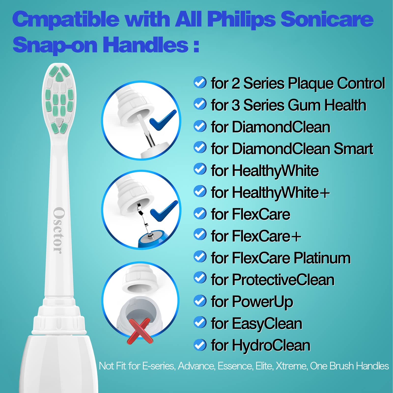 Osctor Replacement Toothbrush Heads for Philips Sonicare Plaque Control ProtectiveClean C2 C3 C1 W G2 4100 5100 6100 Electric Toothbrush HX9024,10 Pack Sonic Electric Toothbrush Brush Heads