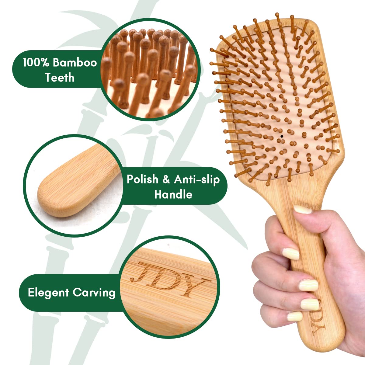 JDY Brush Boar Bristle Hair Brushes Bamboo Hair Brush Set for Women Men and Kids with Short Long Curly Wavy Thick Hair Smoothing Frizzy Hair Restore Hair Shine