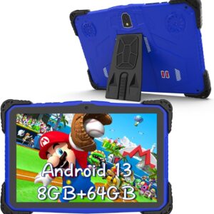 Android 13 Kids Tablet 10 inch Tablet for Kids, 8GB RAM 64GB ROM Toddler Tablets, 8MP Dual Camera, Educational Games Parental Control, Tablet with Kids Software Pre-Installed Kid-Proof YouTube Netflix