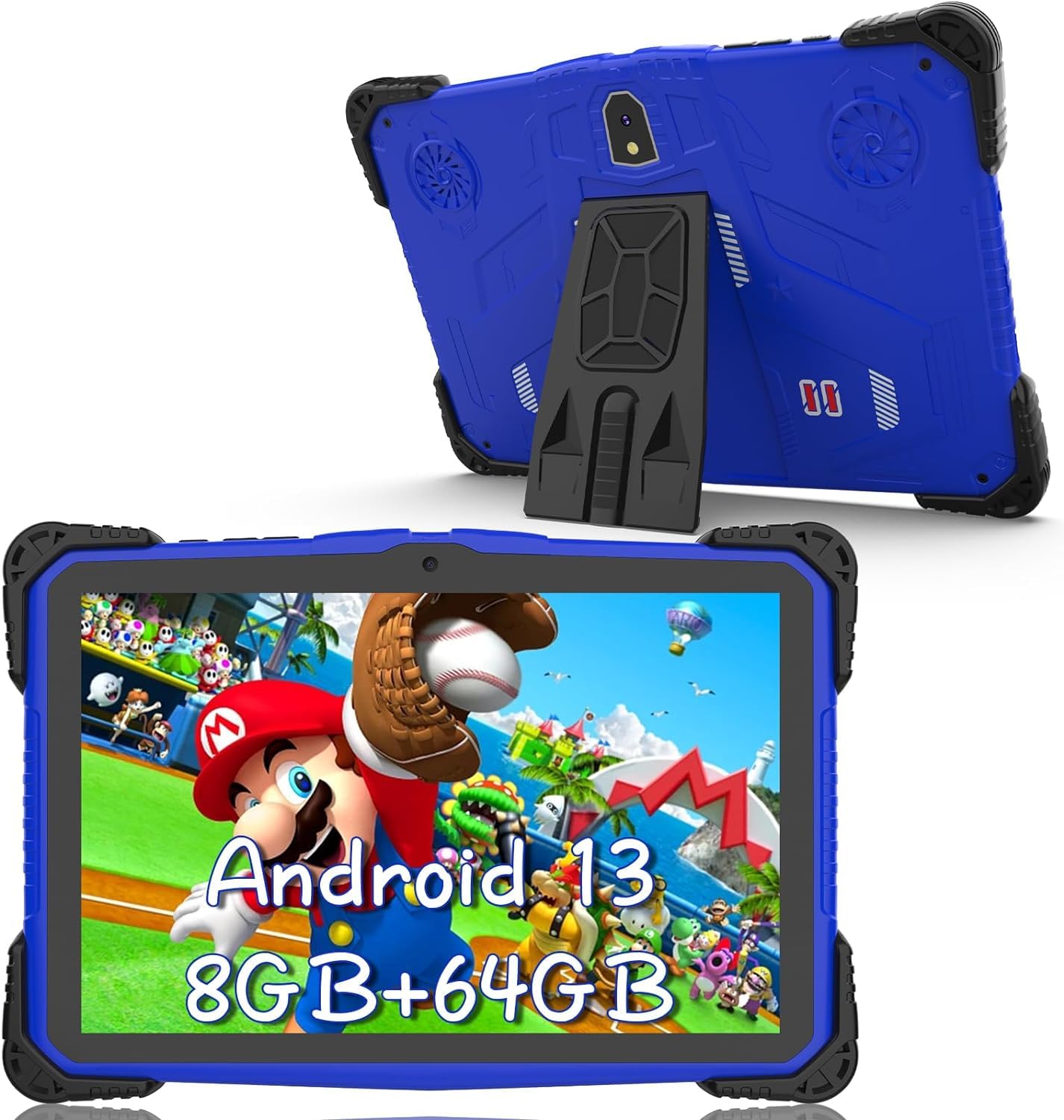 Android 13 Kids Tablet 10 inch Tablet for Kids, 8GB RAM 64GB ROM Toddler Tablets, 8MP Dual Camera, Educational Games Parental Control, Tablet with Kids Software Pre-Installed Kid-Proof YouTube Netflix