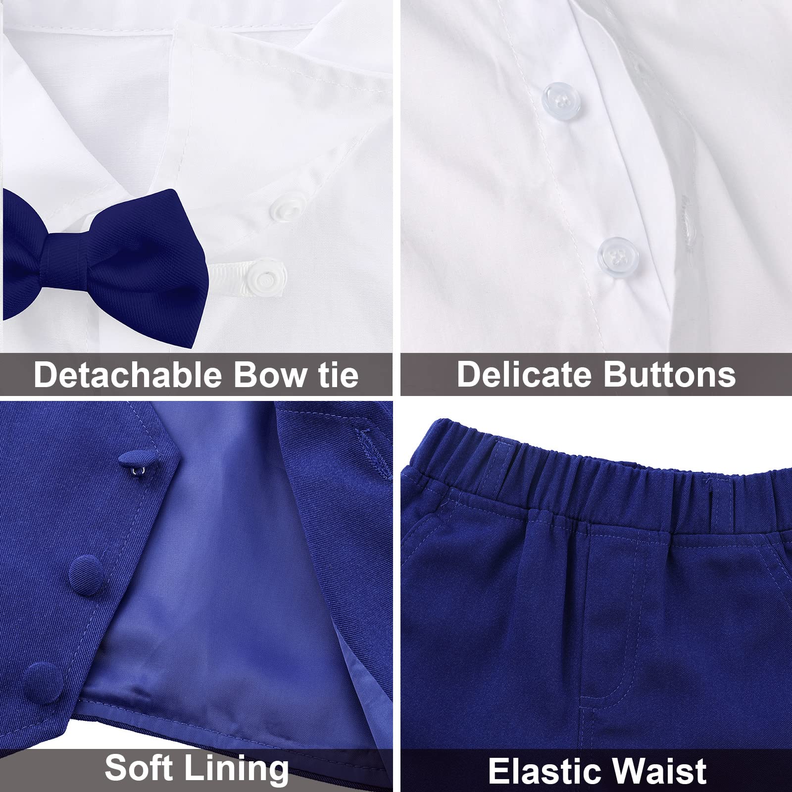 A&J DESIGN Baby Boy Gentleman Outfit Toddler Formal Wedding Dress Suits 18-24 Months Royal Blue