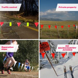 NACARUM Fluorescent Orange OSHA Perimeter Marking Flags (102FT string) Warn of hazardous areas, traffic control.Marking construction sites, scaffolding, sporting events, private property.