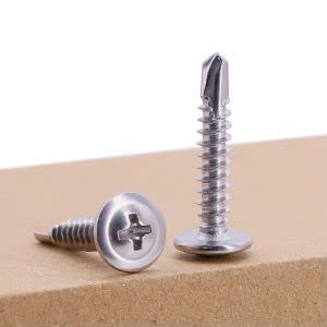 #10 x 1" Wafer Head Self Drilling Screws, 410 Stainless Steel, Mushroom Head Phillips Drive Self Tapping Screws, 50 PCS