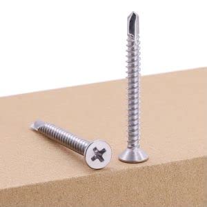 #10 x 1-1/2" Flat Head Self Drilling Screws, 410 Stainless Steel, Cross Recessed Countersunk Head Self Drilling Screws with Self Tapping Screw Thread, 50 PCS