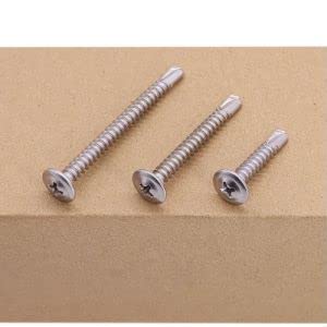 #10 x 1" Wafer Head Self Drilling Screws, 410 Stainless Steel, Mushroom Head Phillips Drive Self Tapping Screws, 50 PCS