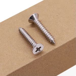 #8 x 7/8" Flat Head Phillps Drive Self Tapping Screws, 304 Stainless Steel, Cross Recessed Countersunk Head Wood Screws, 100 PCS