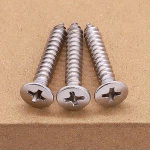 #8 x 7/8" Flat Head Phillps Drive Self Tapping Screws, 304 Stainless Steel, Cross Recessed Countersunk Head Wood Screws, 100 PCS