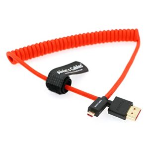 Alvin's Cables 8K 2.1 Micro-HDMI to Full HDMI Braided Coiled-Cable for Atomos-Ninja-V 4K-60P Record 48Gbps HDMI for Canon-R5C,R5,R6(18 to 28 Inch)