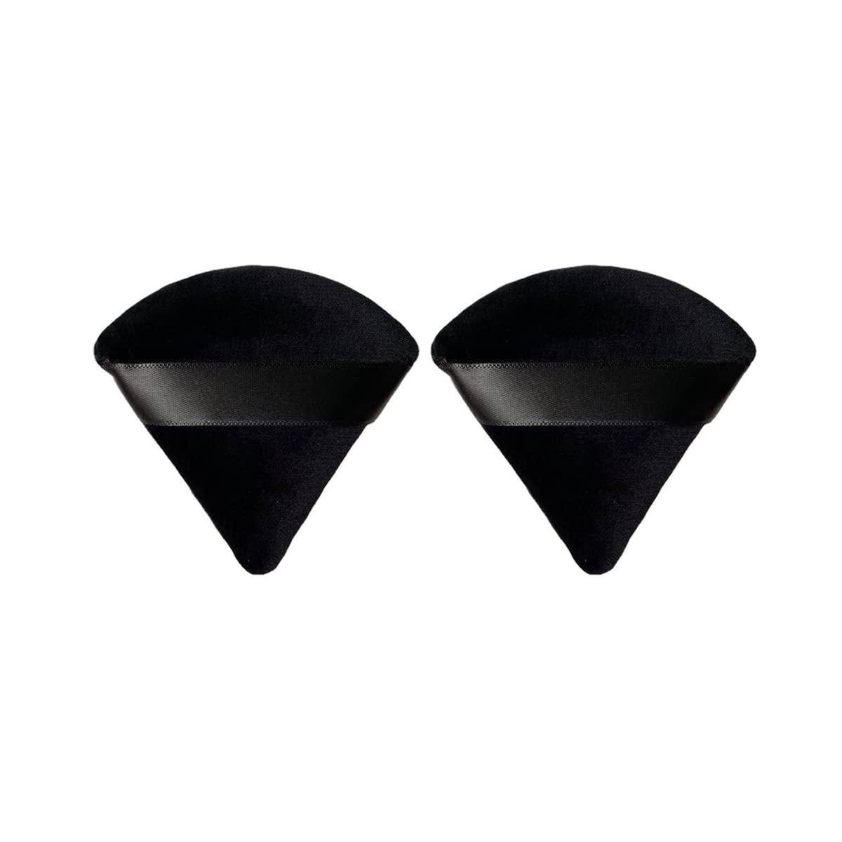 2 Pieces Powder Puff, Velour Triangle Powder Puffs for Face Powder Eyes Contouring, Soft Makeup Puff for Mixed Powder Flawless Loose Powder Cosmetic Foundation Makeup Tool(Black)