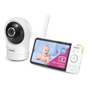 VTech RM5764HD 1080p Smart WiFi Remote Access Baby Monitor, 360° Pan & Tilt, 5" 720p HD Display, HD Night Vision, Soothing Sounds, 2-Way Talk, Temperature Sensor, Motion Detection, iOS & Android