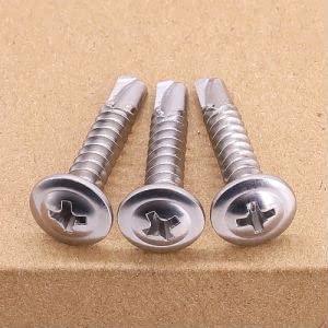 #10 x 1" Wafer Head Self Drilling Screws, 410 Stainless Steel, Mushroom Head Phillips Drive Self Tapping Screws, 50 PCS