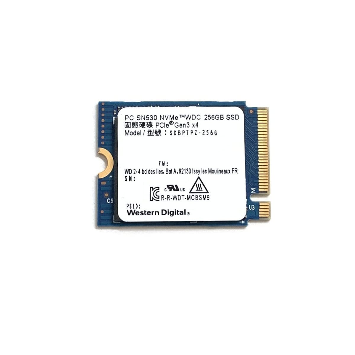 Western Digital 256GB SSD M.2 2230 30mm PC SN530 NVMe PCIe 3.0 Gen3 x4 SDBPTPZ-256G Solid State Drive for Surface Pro Steam Deck Dell HP Lenovo Ultrabook Tablet