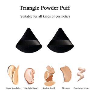 2 Pieces Powder Puff, Velour Triangle Powder Puffs for Face Powder Eyes Contouring, Soft Makeup Puff for Mixed Powder Flawless Loose Powder Cosmetic Foundation Makeup Tool(Black)