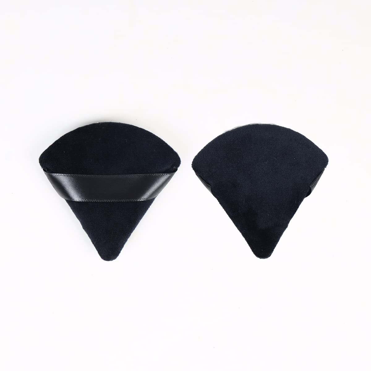 2 Pieces Powder Puff, Velour Triangle Powder Puffs for Face Powder Eyes Contouring, Soft Makeup Puff for Mixed Powder Flawless Loose Powder Cosmetic Foundation Makeup Tool(Black)