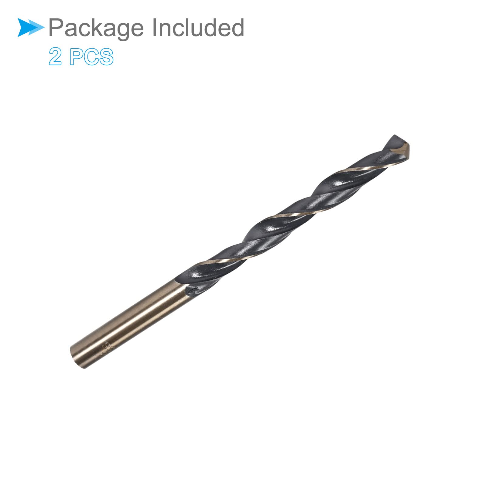 CoCud Twist Drill Bits, 8mm Cutting Edge, Titanium & Nitride Coated High Speed Steel 4341 Round Shank - (Applications: for Stainless Steel Drilling Machine), 2-Pieces