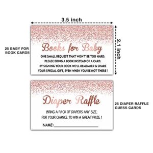 Baby Shower Invitation Kit, Diaper Raffle Games, Books For Baby, Pink Rose Gold Baby Gender Reveal Fill In Invites Cards, Each Design 25 Cards & 25 Envelopes （A Total of 100 set） - BABYSET-003