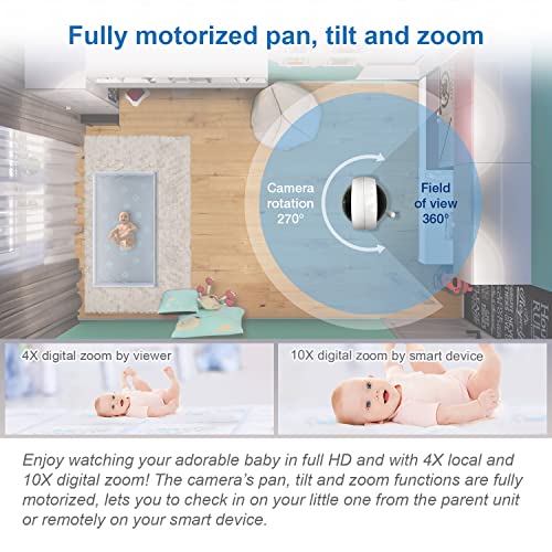 VTech RM5764HD 1080p Smart WiFi Remote Access Baby Monitor, 360° Pan & Tilt, 5" 720p HD Display, HD Night Vision, Soothing Sounds, 2-Way Talk, Temperature Sensor, Motion Detection, iOS & Android