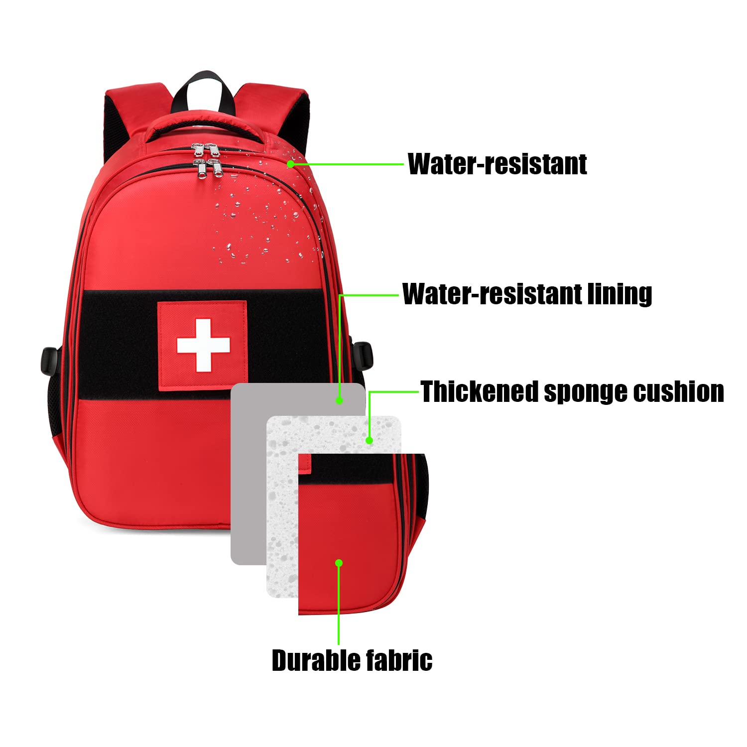 Gatycallaty First Aid Backpack Emergency Medicine Bag Empty Survival Trauma Bags First Responder for Outdoor Travel Office (Medical Red)