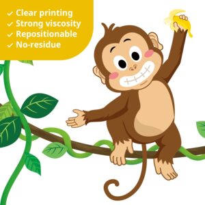 decowall ds9-8053 monkey vines wall decals kids stickers nursery room bedroom décor living baby tree removable animal peel stick jungle art green home playroom vinyl leaves decoration