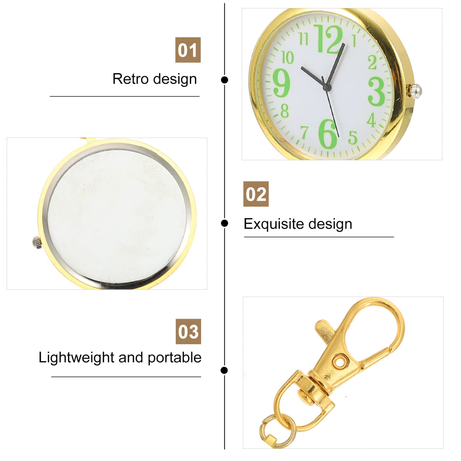 2pcs Pocket Watch Casual Watch Nurses Digital Watch Elderly Alloy Watch Nurses Watch Digital Watches for Watch Kid Watch Exam Form Large Dial Child Ordinary Glass Mirror