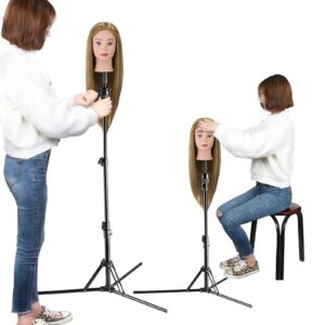 AIMEI 63 Inch Mannequin Head Stand,Foldable Wig Stand Tripod,Metal Adjustable Wig Head Stand with Set for Wig Making